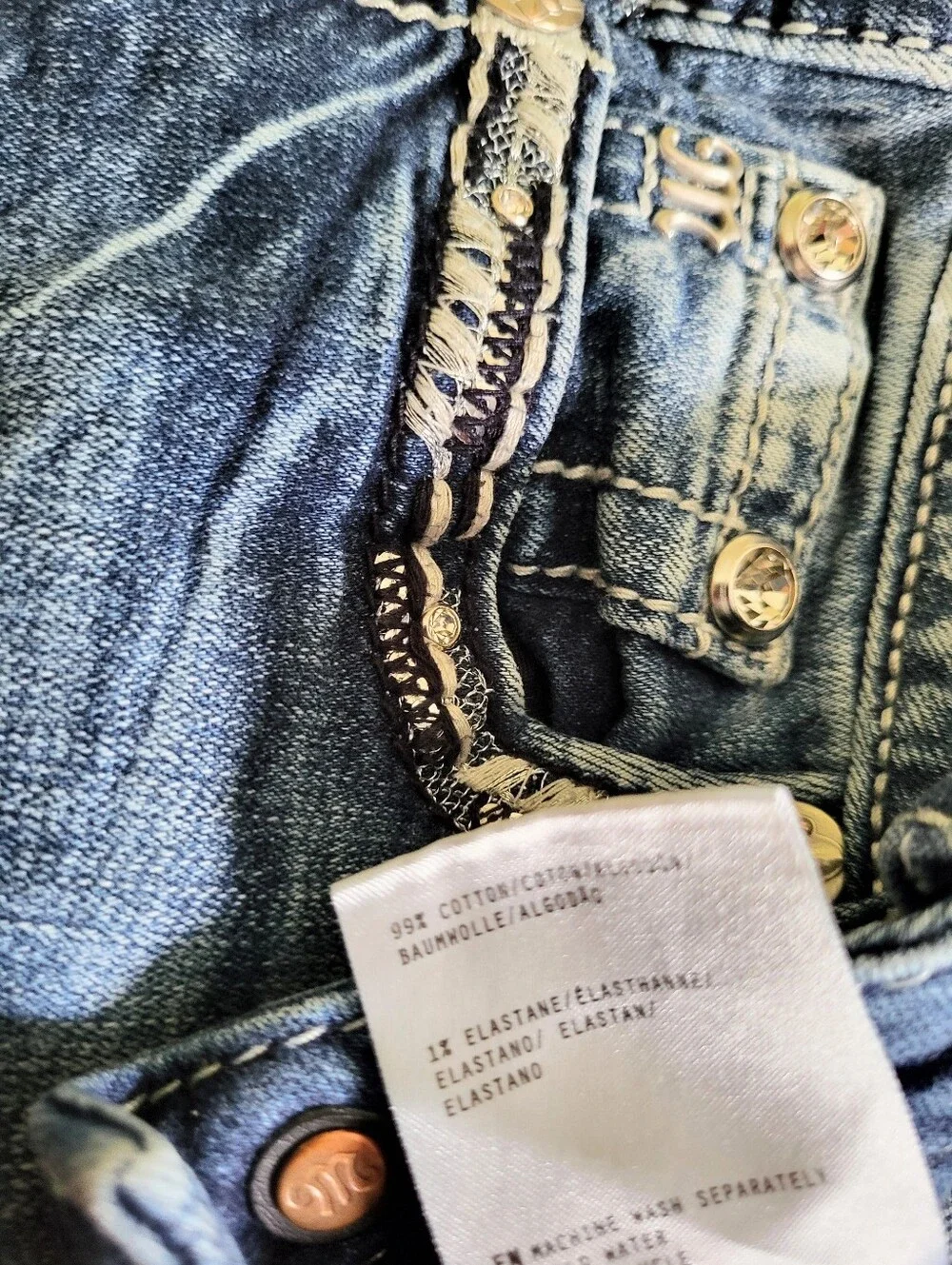 NWOT Miss Me Y2K Style Low Rise Boot Cut Selvedge Premium Denim Jeans Size 26 - Picture 10 of 16